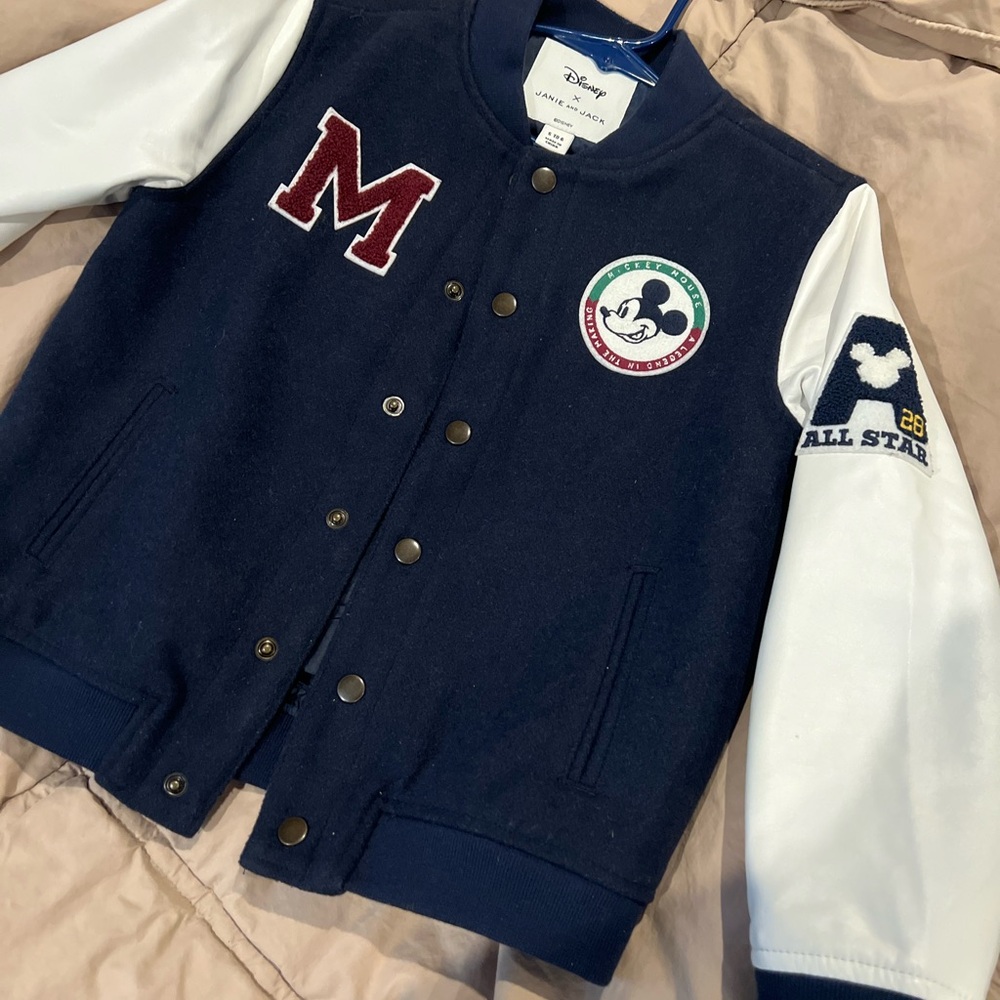 Disney Kids Blue and White Mickey Varsity Jacket